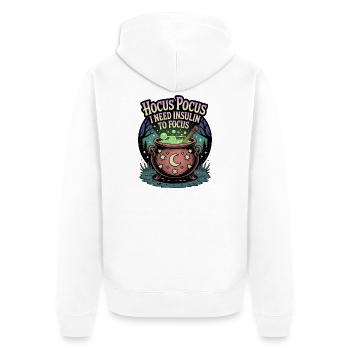 Hokuspokus Ich brauche Insulin, um mich zu konzentrieren - Unisex Premium Bio Zip Hoodie - Weiß - Hinten - Thijin (182cm)