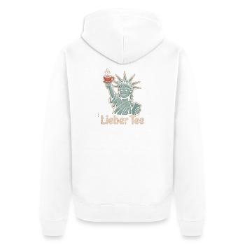 Lieber Tee Liberty Design - Unisex Premium Bio Zip Hoodie - Weiß - Hinten - Thijin (182cm)