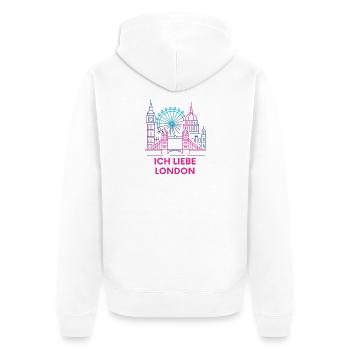 Déclaration d’amour de Londres néon - Veste à capuche bio Premium Unisexe - blanc - Dos - Thijin (182cm)