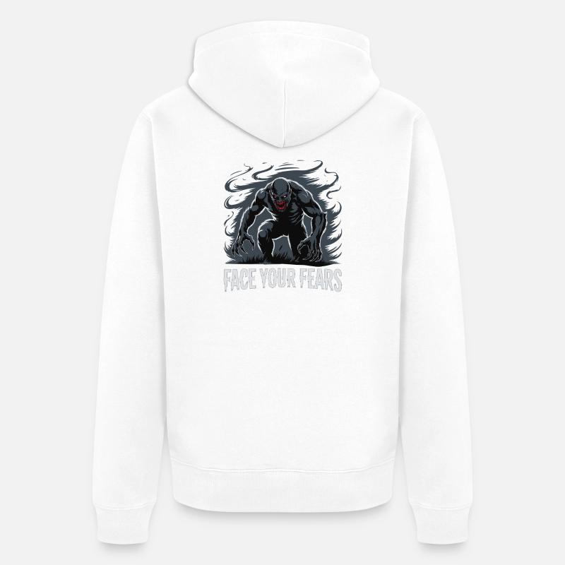 Stelle dich deinen Ängsten, Monster, Nightmare. - Unisex Premium Bio Zip Hoodie - Weiß