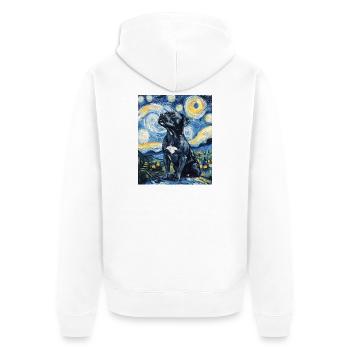 Pitbull chien chiens Van Gogh style nuit étoilée - Veste à capuche bio Premium Unisexe - blanc - Dos - Thijin (182cm)