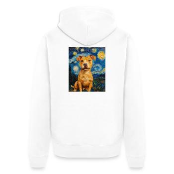 Pitbull chien chiens Van Gogh style nuit étoilée - Veste à capuche bio Premium Unisexe - blanc - Dos - Thijin (182cm)
