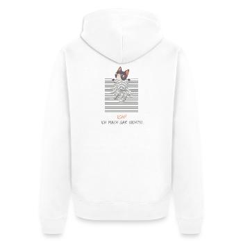 Neugierige Katze – Lustiger 3D-Linien-Effekt - Unisex Premium Bio Zip Hoodie - Weiß - Hinten - Thijin (182cm)