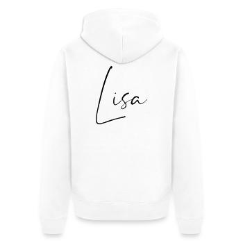 lisa / handschrift name design - Unisex Premium Bio Zip Hoodie - Weiß - Hinten - Thijin (182cm)