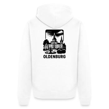Oldenburg Niedersachsen - Unisex Premium Bio Zip Hoodie - Weiß - Hinten - Thijin (182cm)