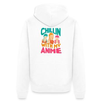 Anime Manga Otaku Kawaii Japan Cosplay Comic - Unisex Premium Bio Zip Hoodie - Weiß - Hinten - Thijin (182cm)