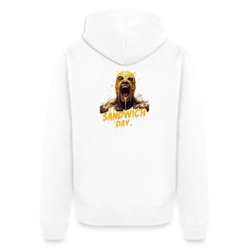 Sandwich Day Kraftmaske - Unisex Premium Bio Zip Hoodie - Weiß - Hinten - Thijin (182cm)