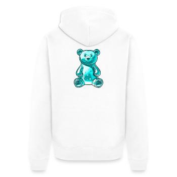 Gummibär Türkis - Unisex Premium Bio Zip Hoodie - Weiß - Hinten - Thijin (182cm)