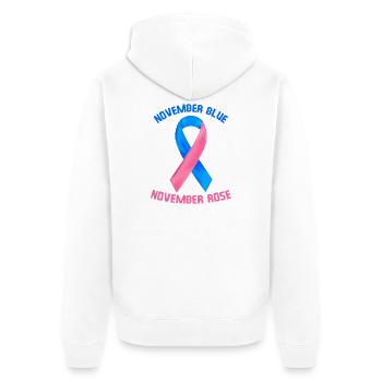 November Blau November Rose - Unisex Premium Bio Zip Hoodie - Weiß - Hinten - Thijin (182cm)