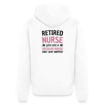Infirmière à la retraite Infirmière à la retraite Retraitée - Veste à capuche bio Premium Unisexe - blanc - Dos - Thijin (182cm)