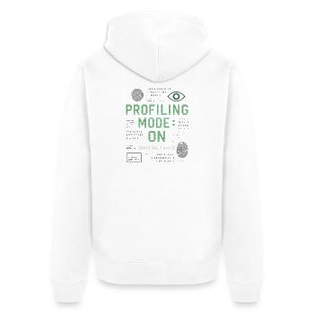 Mode de profilage : ON – True Crime & Mindhunter Shirt - Veste à capuche bio Premium Unisexe - blanc - Dos - Thijin (182cm)