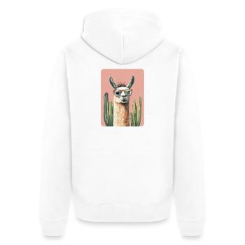 lama - Veste à capuche bio Premium Unisexe - blanc - Dos - Thijin (182cm)
