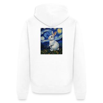 Lapin Lapin Lapin Van Gogh Style Nuit étoilée - Veste à capuche bio Premium Unisexe - blanc - Dos - Thijin (182cm)