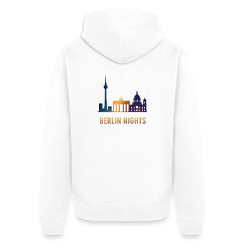 Berlin Nights Skyline - Unisex Premium Bio Zip Hoodie - Weiß - Hinten - Thijin (182cm)