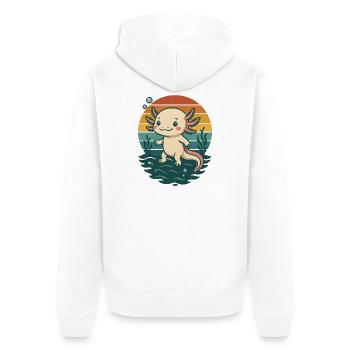 Cute Retro Axolotl - Unisex Premium Organic Zip Hoodie - white - Back - Thijin (182cm)