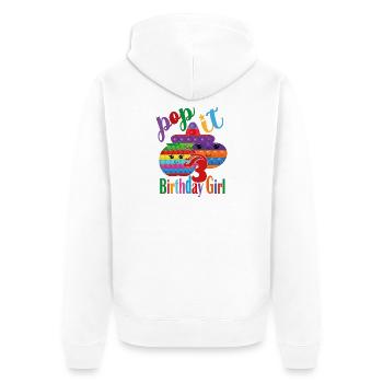 pop-it Birthday girl 3 - Unisex Premium Organic Zip Hoodie - white - Back - Thijin (182cm)