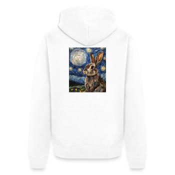 Lapin Lapin Lapin Van Gogh Style Nuit étoilée - Veste à capuche bio Premium Unisexe - blanc - Dos - Thijin (182cm)
