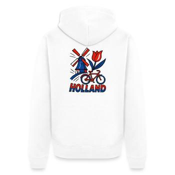 Holland windmill tulip bicycle - Unisex Premium Organic Zip Hoodie - white - Back - Thijin (182cm)