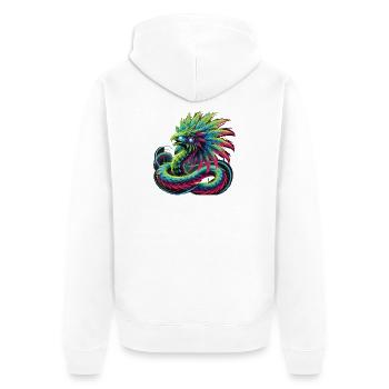 Azteken Drache - Unisex Premium Bio Zip Hoodie - Weiß - Hinten - Thijin (182cm)