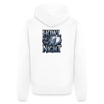  Wolf – Howl of the Night - Unisex Premium Bio Zip Hoodie - Weiß - Hinten - Thijin (182cm)