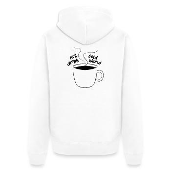 Hot drink cold world - Unisex Premium Bio Zip Hoodie - Weiß - Hinten - Thijin (182cm)