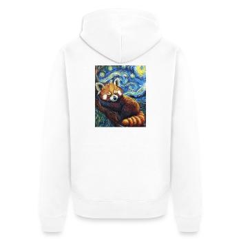 Red Panda Bear Van Gogh Style Starry Night - Unisex Premium Organic Zip Hoodie - white - Back - Thijin (182cm)