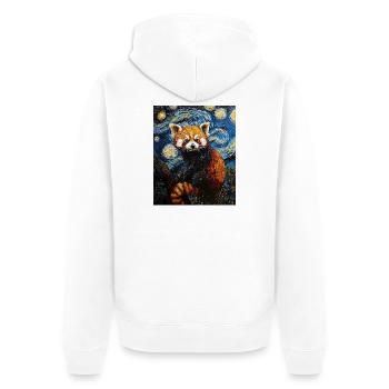 Red Panda Bear Van Gogh Style Starry Night - Unisex Premium Organic Zip Hoodie - white - Back - Thijin (182cm)