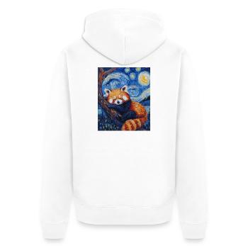 Red Panda Bear Van Gogh Style Starry Night - Unisex Premium Organic Zip Hoodie - white - Back - Thijin (182cm)