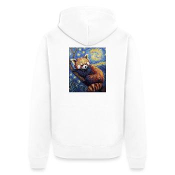 Red Panda Bear Van Gogh Style Starry Night - Unisex Premium Organic Zip Hoodie - white - Back - Thijin (182cm)