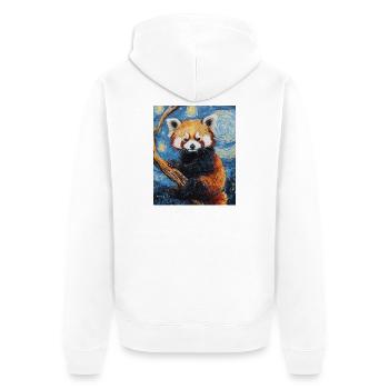 Red Panda Bear Van Gogh Style Starry Night - Unisex Premium Organic Zip Hoodie - white - Back - Thijin (182cm)