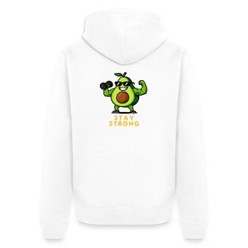 Avocat Kraft Image Rester fort Fitness Légumes - Veste à capuche bio Premium Unisexe - blanc - Dos - Thijin (182cm)