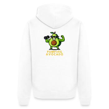 Pompage Avocat Fitness Fruit Légume Design - Veste à capuche bio Premium Unisexe - blanc - Dos - Thijin (182cm)