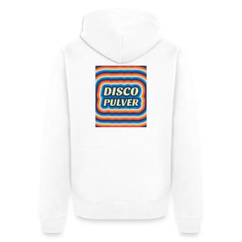 Disco Pulver Retro Logo - Unisex Premium Bio Zip Hoodie - Weiß - Hinten - Thijin (182cm)