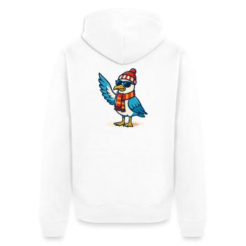 Mouette fraîche avec lunettes de soleil et casquette - Veste à capuche bio Premium Unisexe - blanc - Dos - Thijin (182cm)
