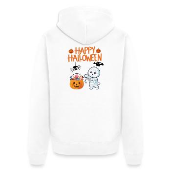 Momie d’Halloween et citrouille avec des bonbons - Veste à capuche bio Premium Unisexe - blanc - Dos - Thijin (182cm)