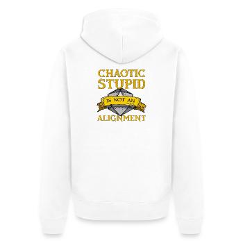 Chaotische, dumme Ausrichtung - Unisex Premium Bio Zip Hoodie - Weiß - Hinten - Thijin (182cm)