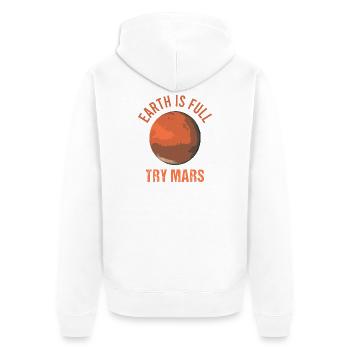 Mars Planet Space Vintage Rocket - Unisex Premium Organic Zip Hoodie - white - Back - Thijin (182cm)