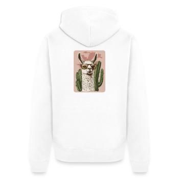 lama - Veste à capuche bio Premium Unisexe - blanc - Dos - Thijin (182cm)