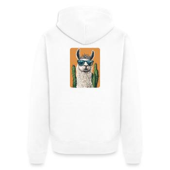 lama - Veste à capuche bio Premium Unisexe - blanc - Dos - Thijin (182cm)