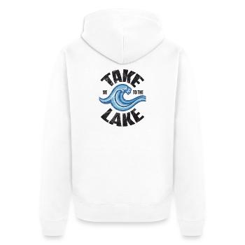 Take me to the lake - Retro Welle - Unisex Premium Bio Zip Hoodie - Weiß - Hinten - Thijin (182cm)