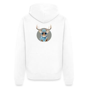 Alpen Hirsch Servus Hirschgeweih Tracht Oktober - Unisex Premium Bio Zip Hoodie - Weiß - Hinten - Thijin (182cm)