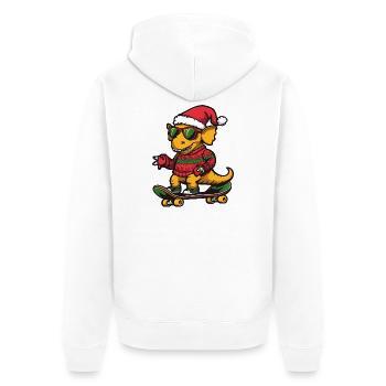 Dinosaure tricératops Noël drôle - Veste à capuche bio Premium Unisexe - blanc - Dos - Thijin (182cm)
