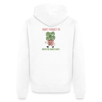 Vergiss Die Pflanzen Nicht - Unisex Premium Bio Zip Hoodie - Weiß - Hinten - Thijin (182cm)