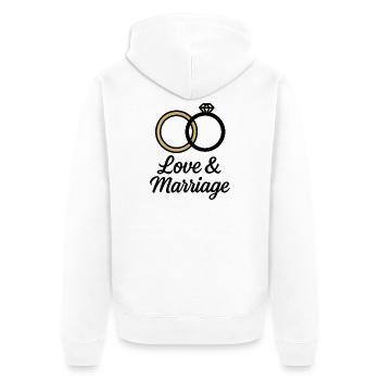 Alliances Amour et Mariage - Love & Marriage - Veste à capuche bio Premium Unisexe - blanc - Dos - Thijin (182cm)
