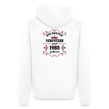 Verputzerin Geburtstag Jahrgang 1985 Kollegin - Unisex Premium Bio Zip Hoodie - Weiß - Hinten - Thijin (182cm)