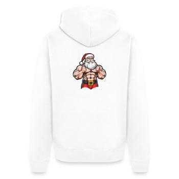 Santa Claus Muscles Gym Santa - Unisex Premium Organic Zip Hoodie - white - Back - Thijin (182cm)