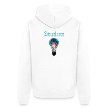 Student Design – Light Bulb Energy & Inspiration - Unisex Premium Organic Zip Hoodie - white - Back - Thijin (182cm)