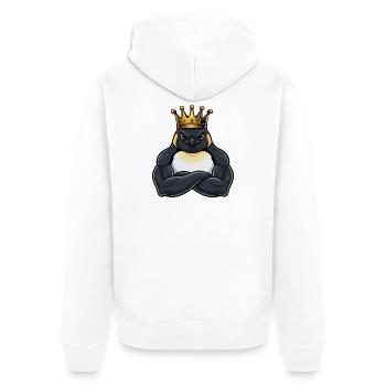 fort pingouin roi dessin animé fitness portrait - Veste à capuche bio Premium Unisexe - blanc - Dos - Thijin (182cm)