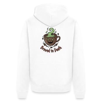 Brewed to Death - Unisex Premium Organic Zip Hoodie - white - Back - Thijin (182cm)