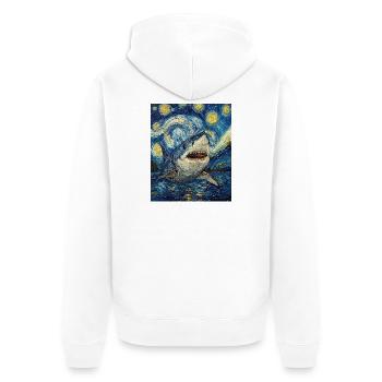 Requin Poisson Style Van Gogh Nuit étoilée - Veste à capuche bio Premium Unisexe - blanc - Dos - Thijin (182cm)